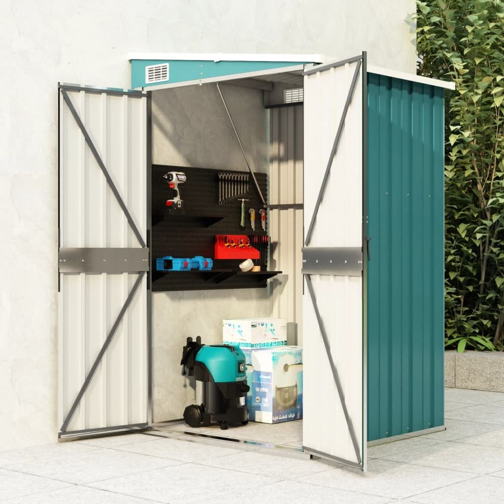 Durable Wall-Mounted Green Garden Shed 118x100x178 cm - anydaydirect