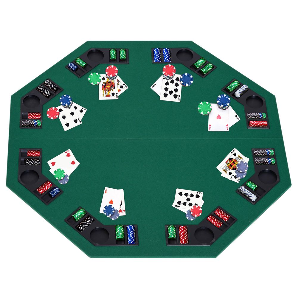 1.2m/48 Inches Foldable Poker Table Top 8 Players Blackjack Chip Trays HOMCOM - anydaydirect