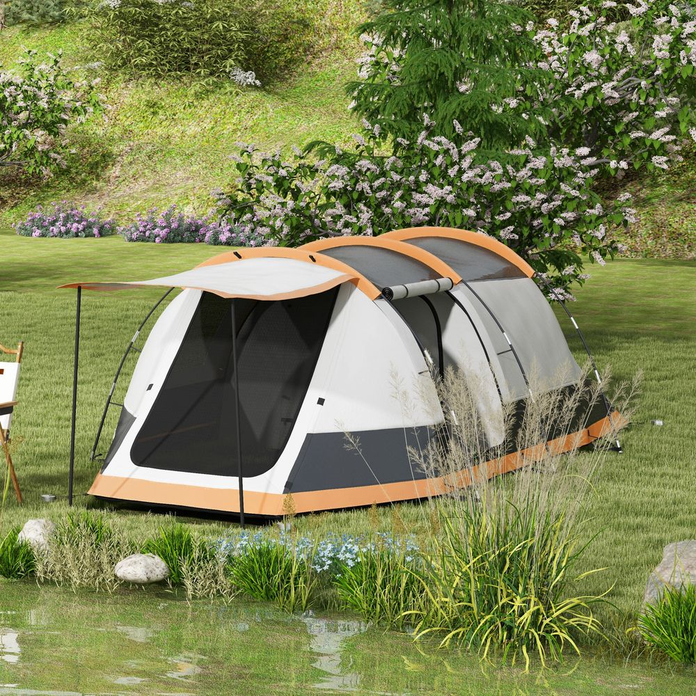 Outsunny Tunnel Tent with Bedroom, Living Room and Porch for 3-4 Man - anydaydirect