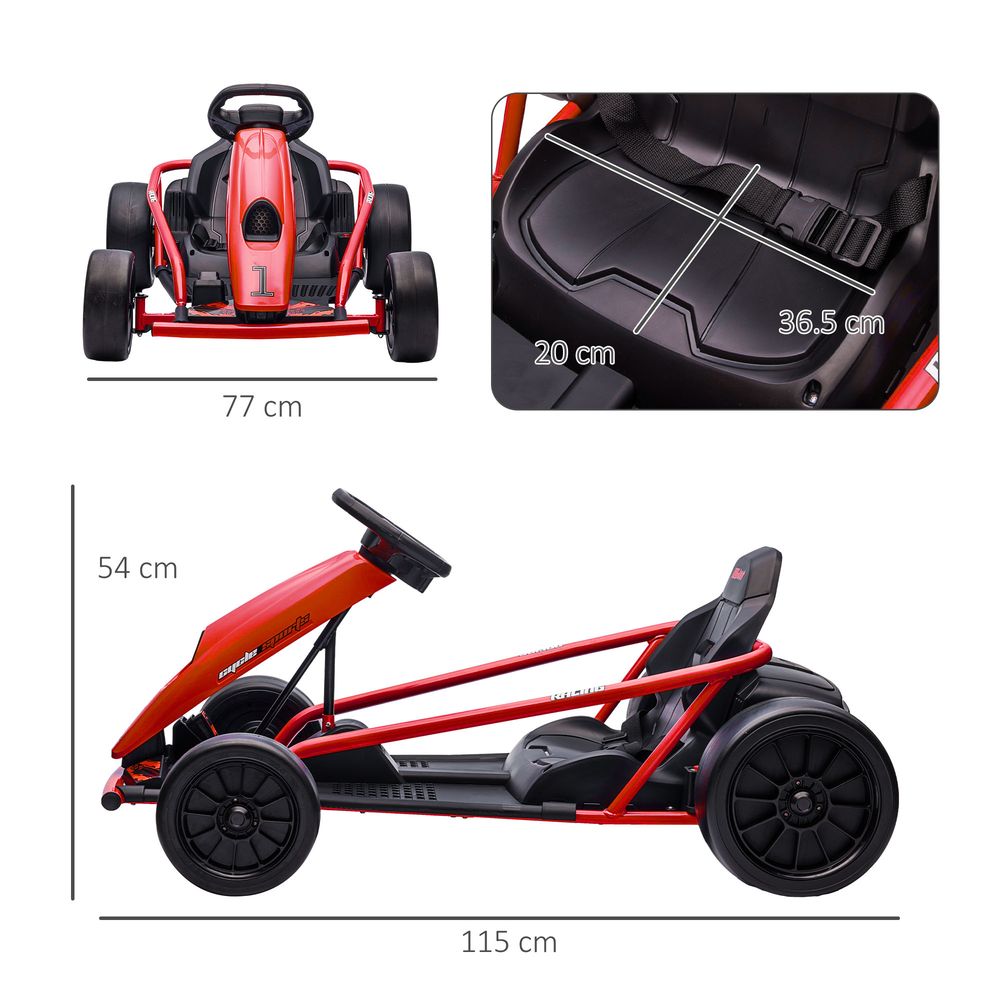 HOMCOM 24V Electric Go Kart for Kids with Music, Horn Honking, Slow Start - anydaydirect