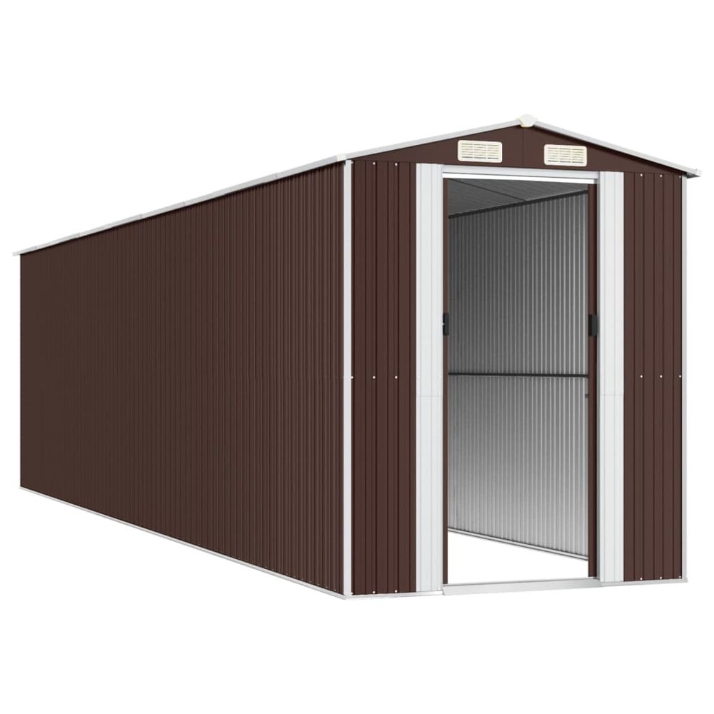 Durable Dark Brown Metal Garden Shed – 192x191x223 cm - anydaydirect