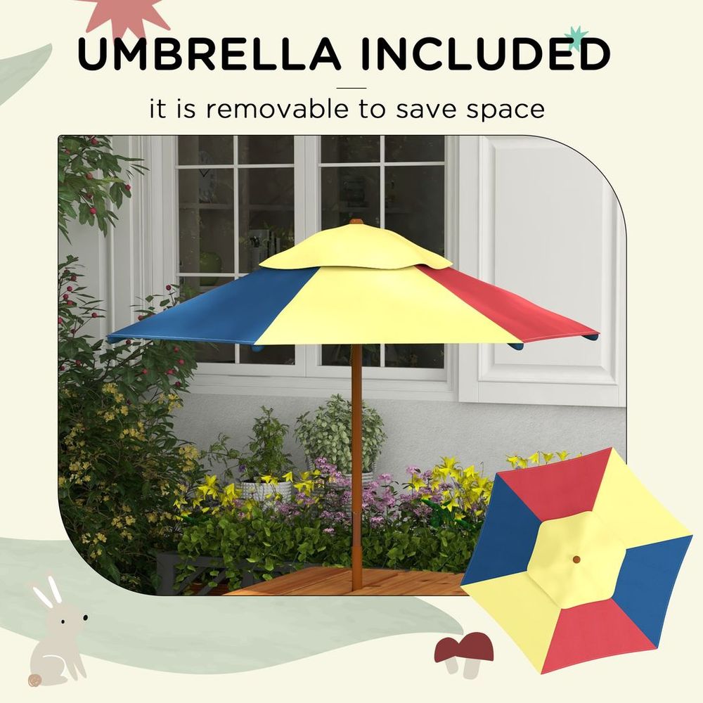 Outsunny Kids Picnic Table Set w/ Sand and Water, Removable Parasol - Brown - anydaydirect