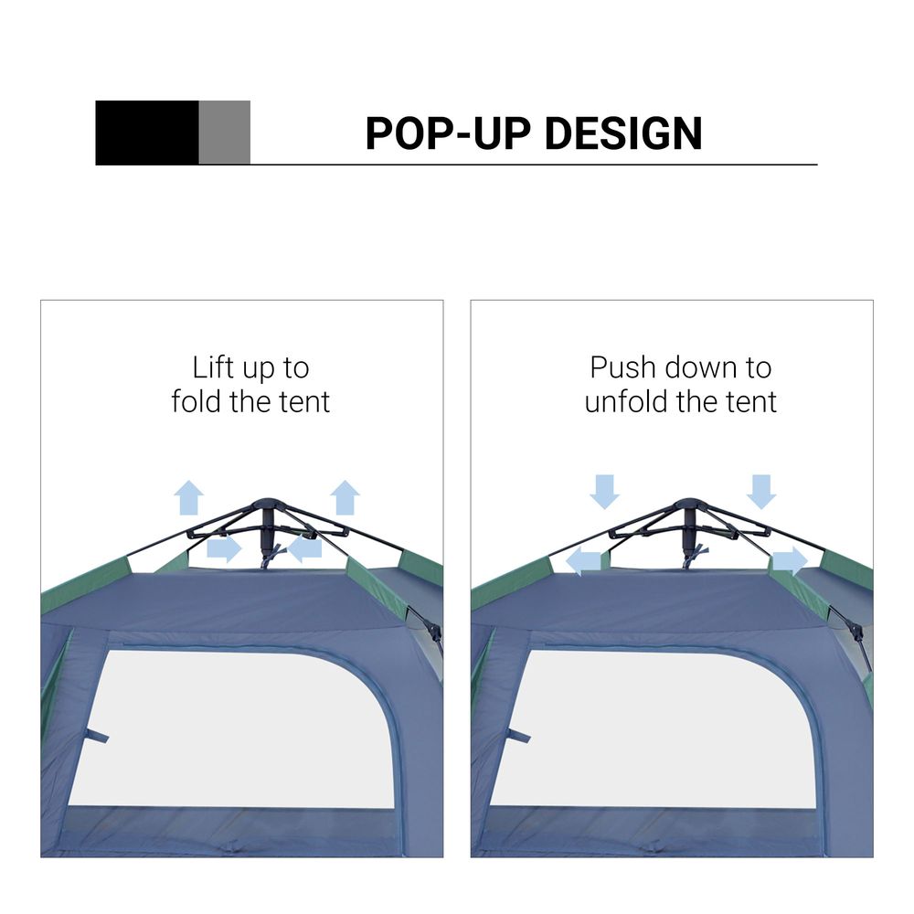 Family Pop-Up Camping Tent W/ Removable Waterproof Rainfly Outsunny - anydaydirect