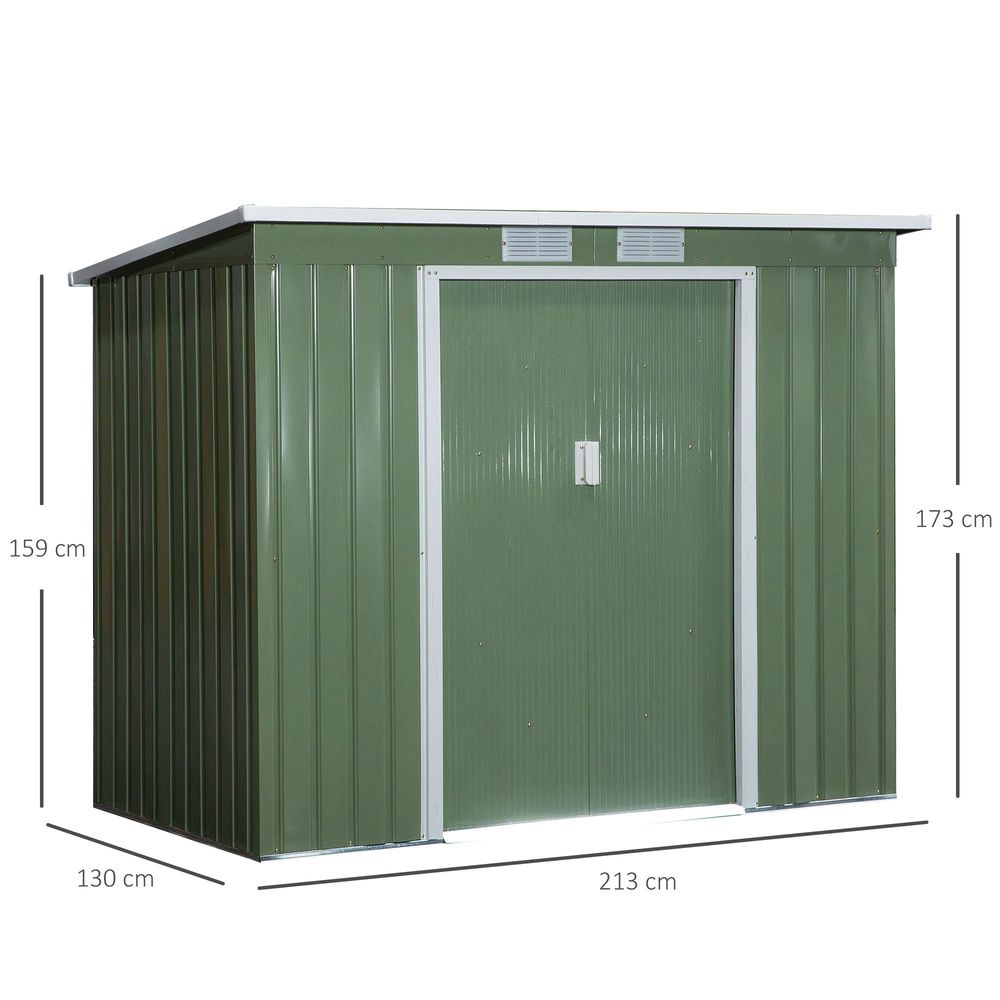 Durable Metal Garden Storage Shed with Sloped Roof - 7x5ft - anydaydirect