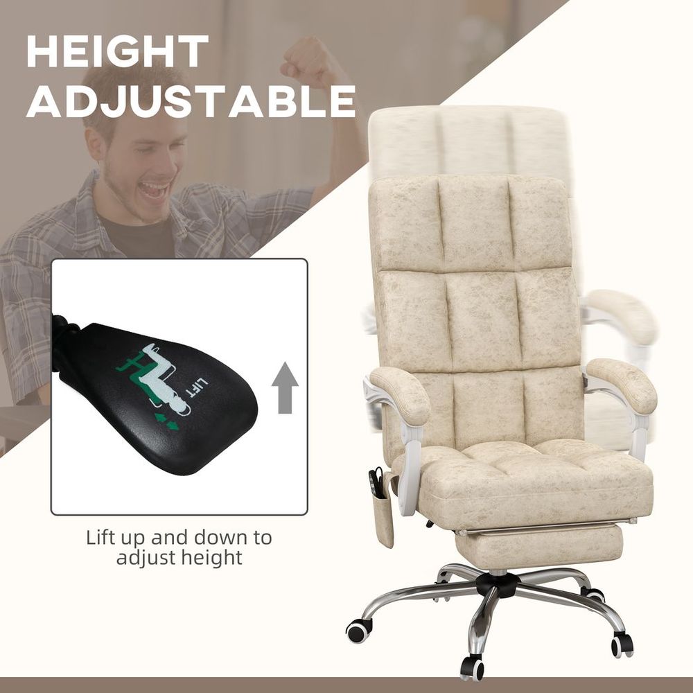 Vinsetto Microfibre Fabric Vibration Massage Office Chair for Home, Beige - anydaydirect