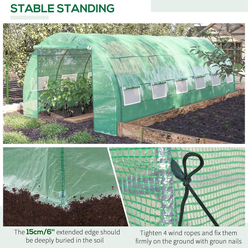 6 x 3 x 2 m Polytunnel Greenhouse Pollytunnel Tent w/ Steel Frame Green - anydaydirect