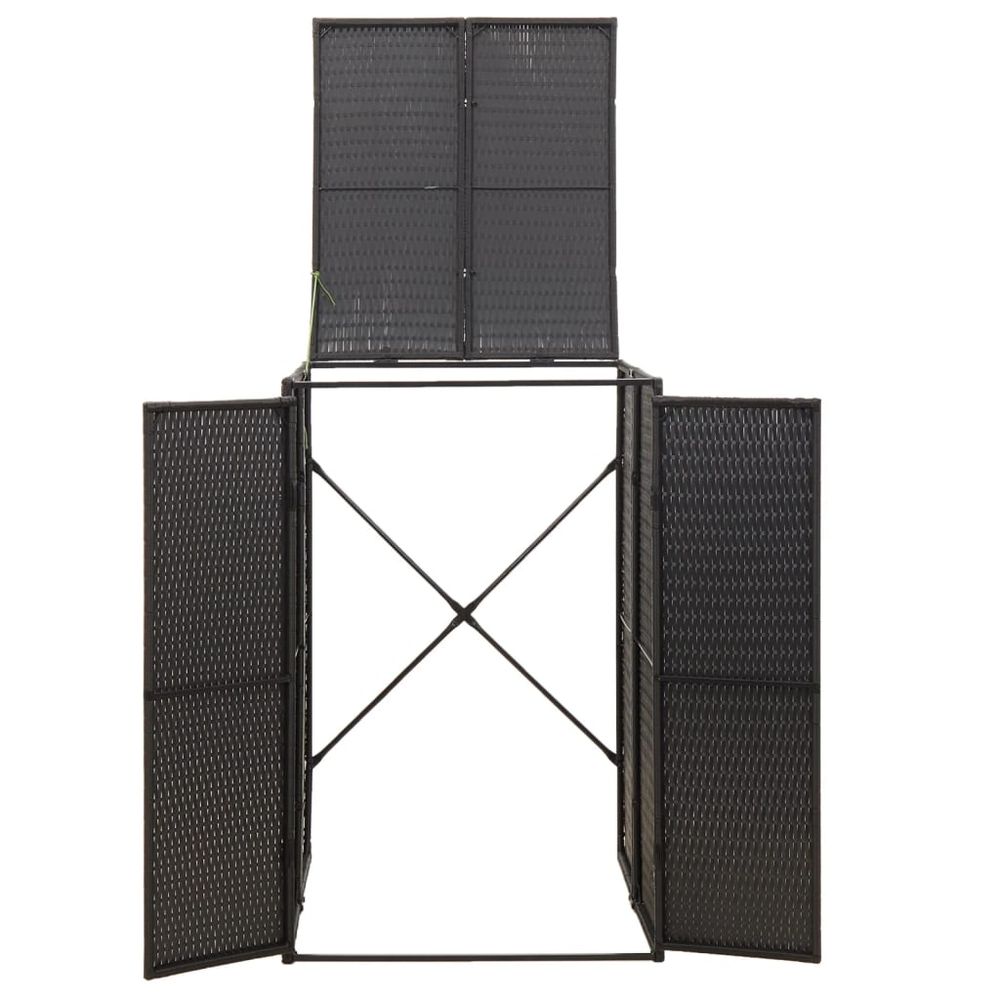 Single Wheelie Bin Shed Black 70x80x117 cm Poly Rattan - anydaydirect