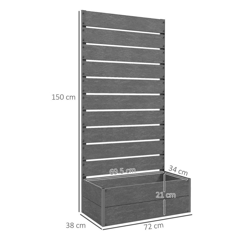 Outsunny Raised Garden Bed with Trellis and Drainage Hole, Planter Box, Grey - anydaydirect