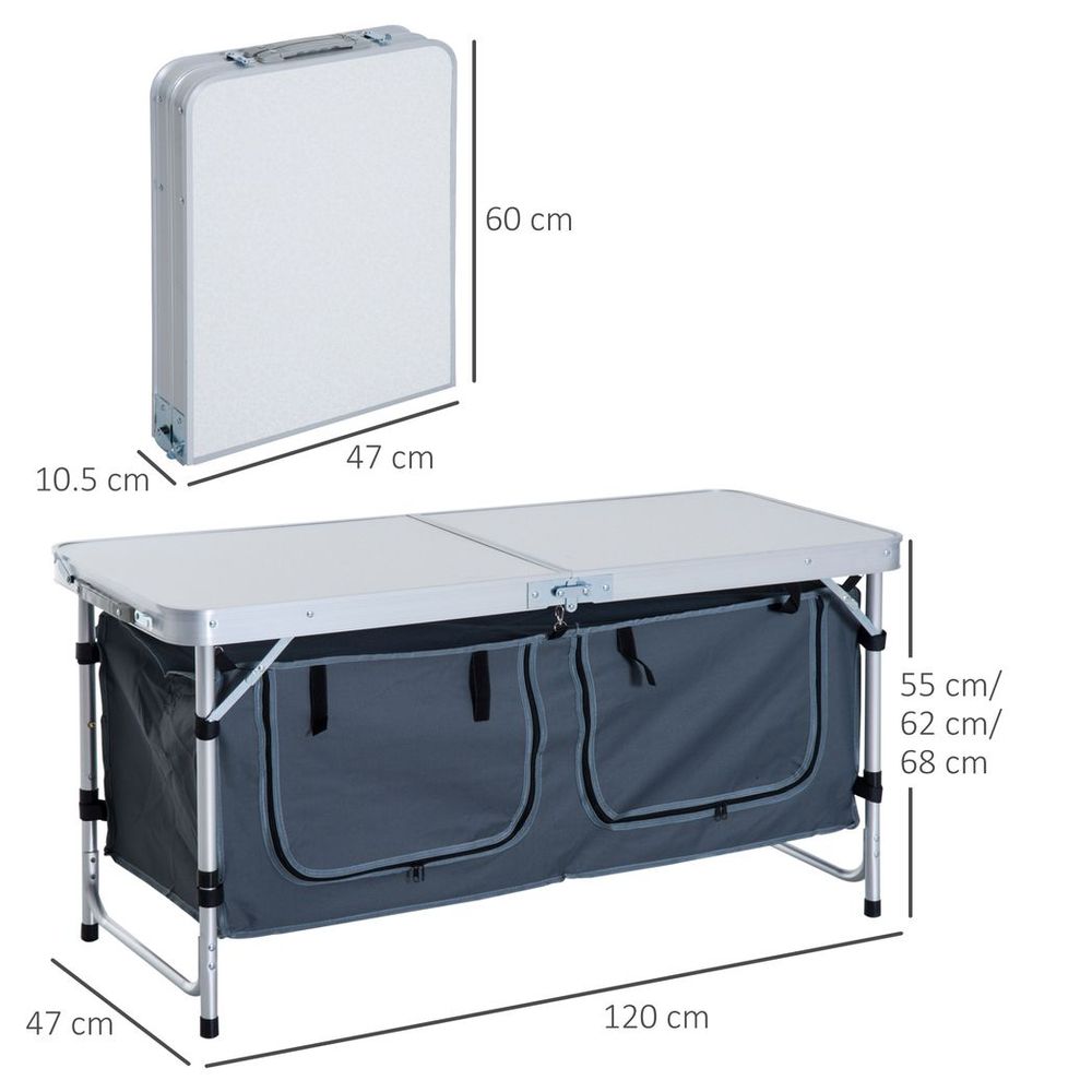 Outsunny Picnic Table Camping Folding Portable Dining Storage Garden Outdoor - anydaydirect