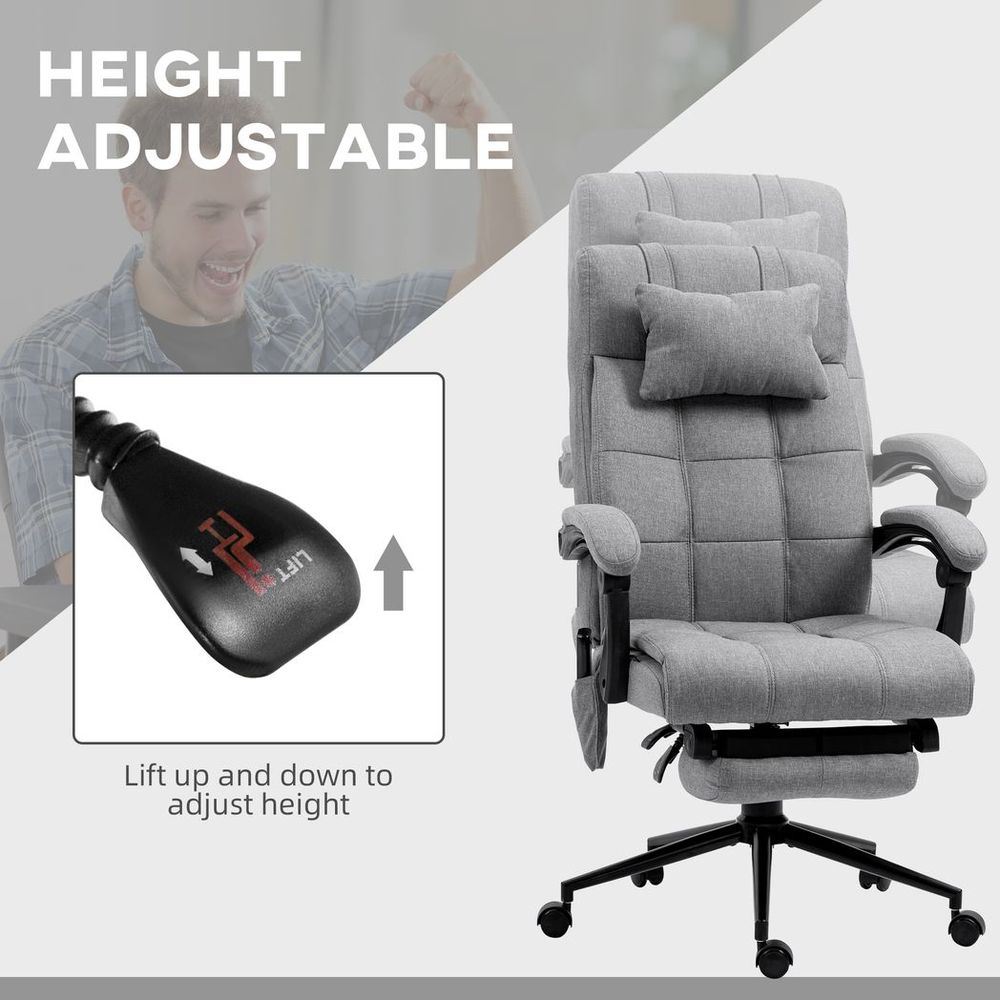 Vinsetto Fabric Vibration Massage Office Chair with Heat, Head Pillow, Grey - anydaydirect