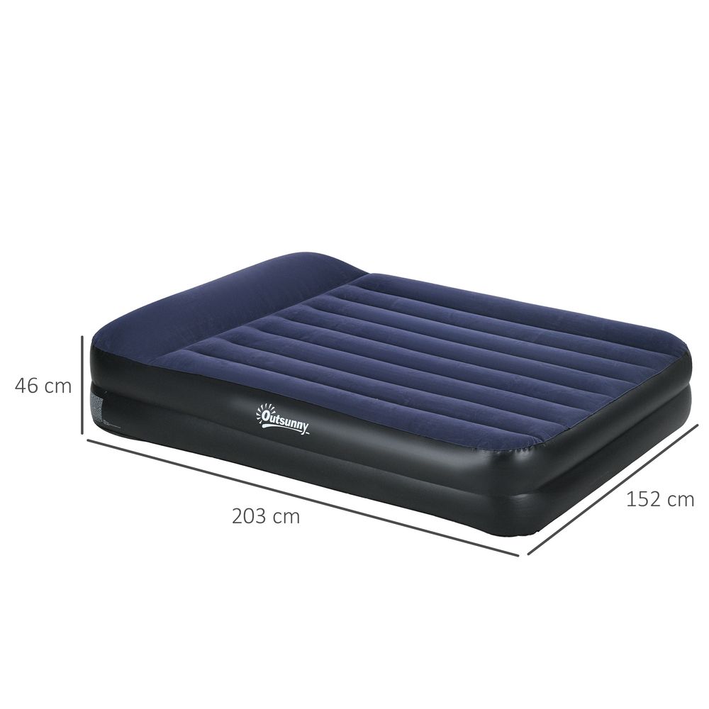 Outsunny Queen Inflatable Mattress with Electric Pump and Integrated Pillow - anydaydirect