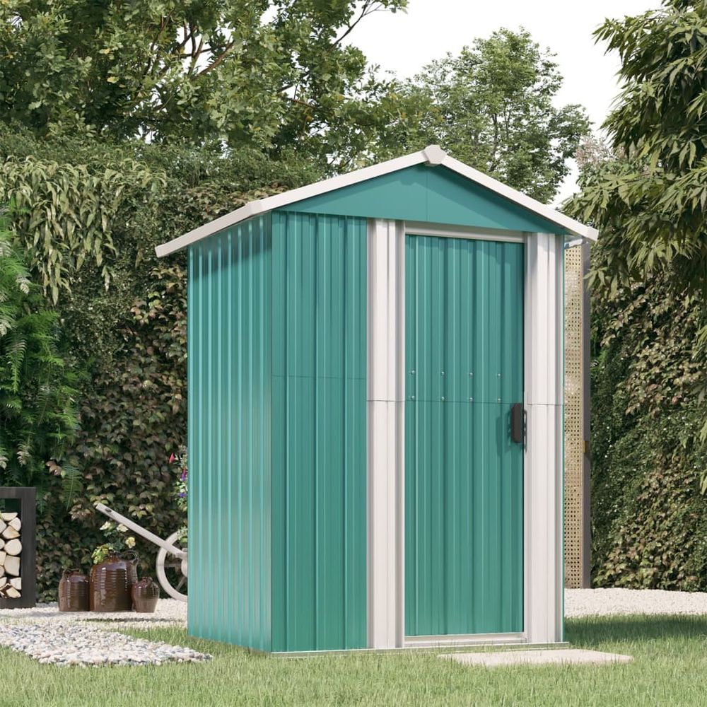 Durable Green Garden Shed 126x97.5x177 cm Galvanised Steel - anydaydirect