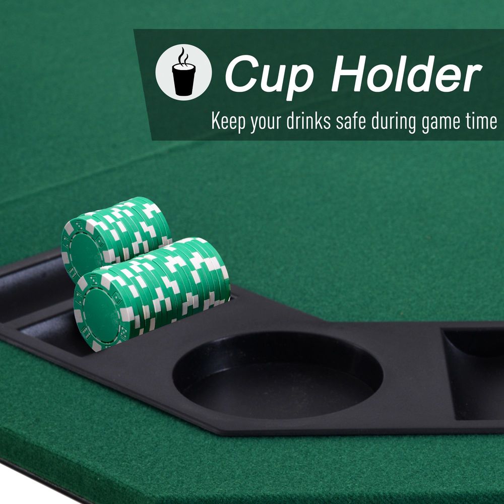 1.2m/48 Inches Foldable Poker Table Top 8 Players Blackjack Chip Trays HOMCOM - anydaydirect