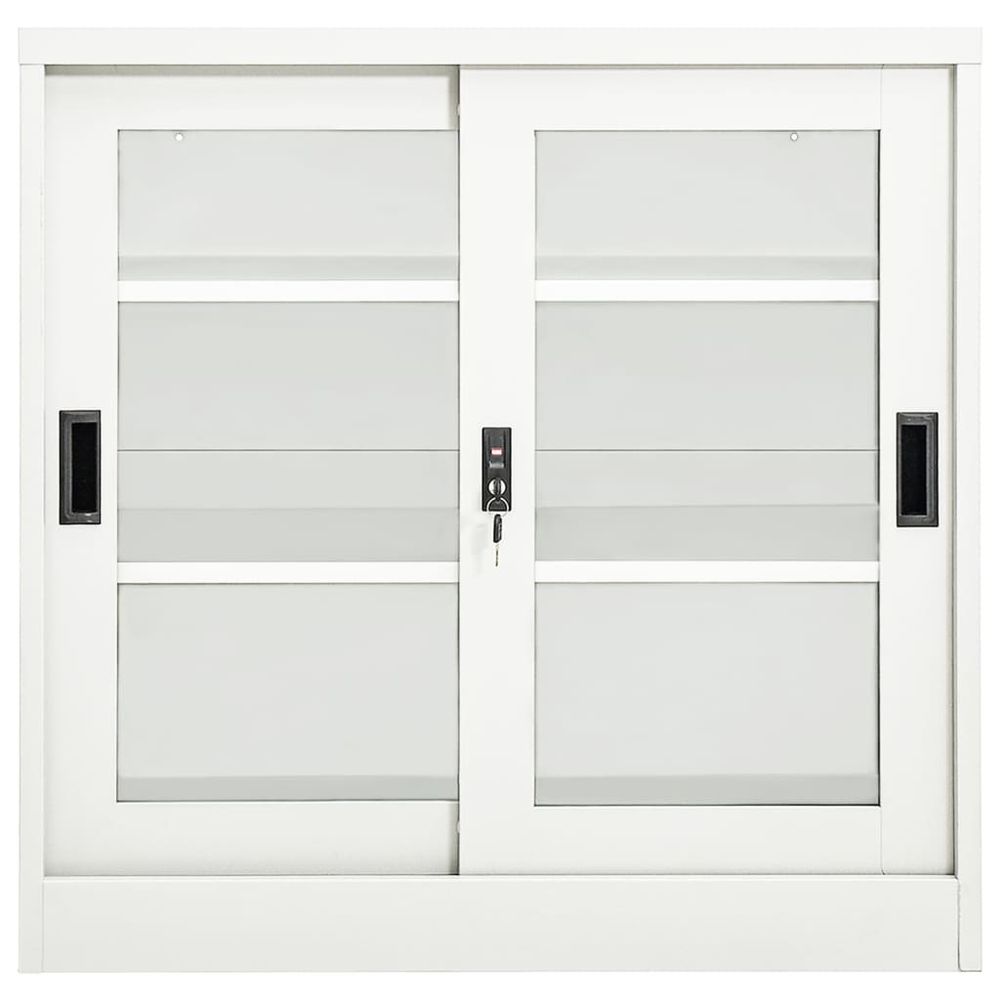 vidaXL Sliding Door Cabinet White 90x40x90 cm Steel - anydaydirect