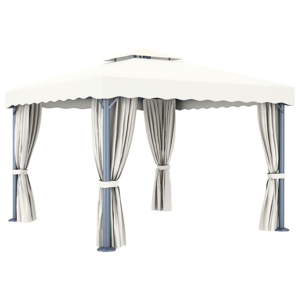 Gazebo Tent with Curtain & LED String Lights - anydaydirect