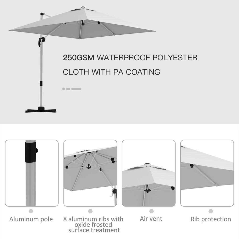 Outsunny 3 x 3(m) Cantilever Roma Parasol Garden Umbrella with Cross Base White - anydaydirect