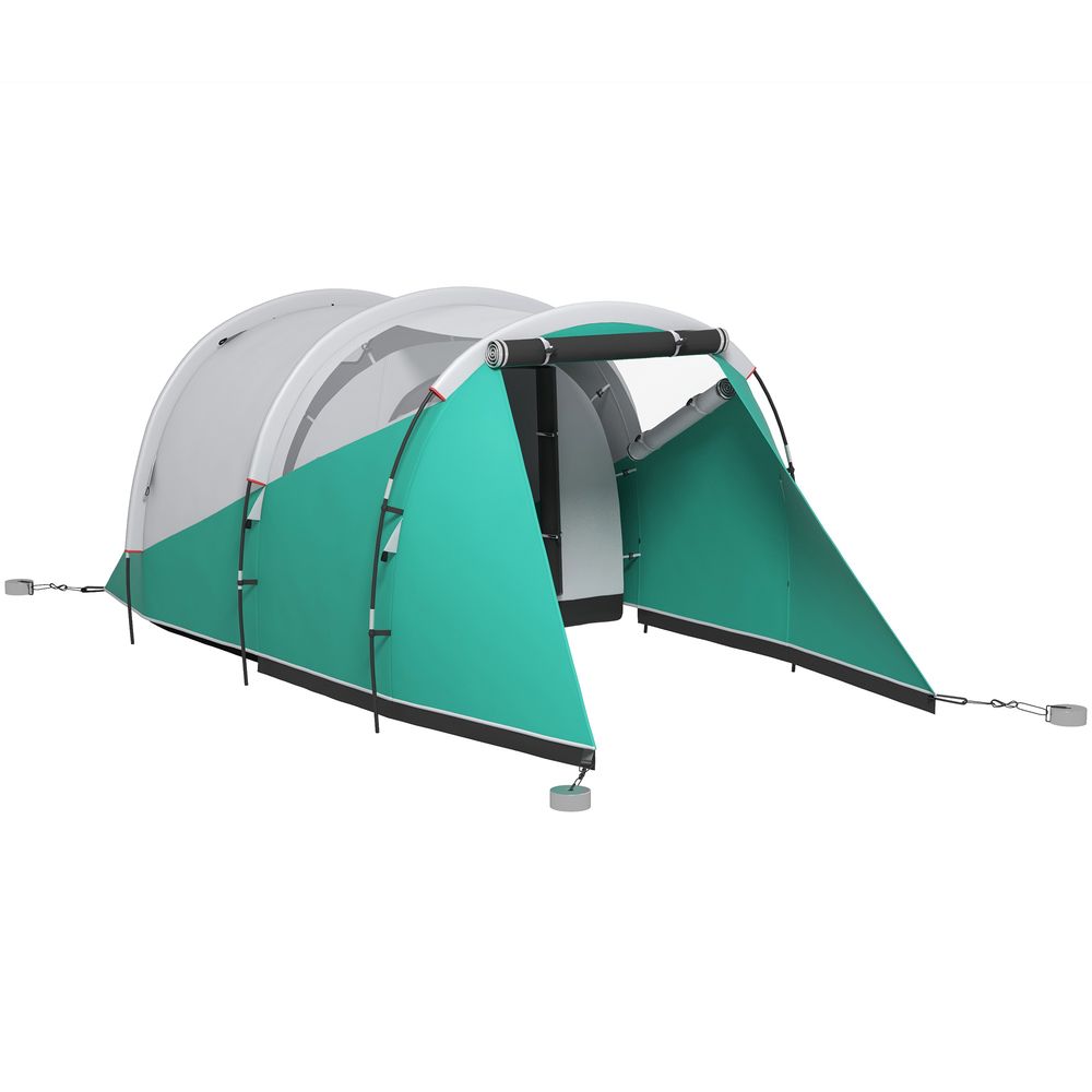 Outsunny 3000mm Waterproof Camping Tent with 2 Rooms for 4-5 Man, Green - anydaydirect