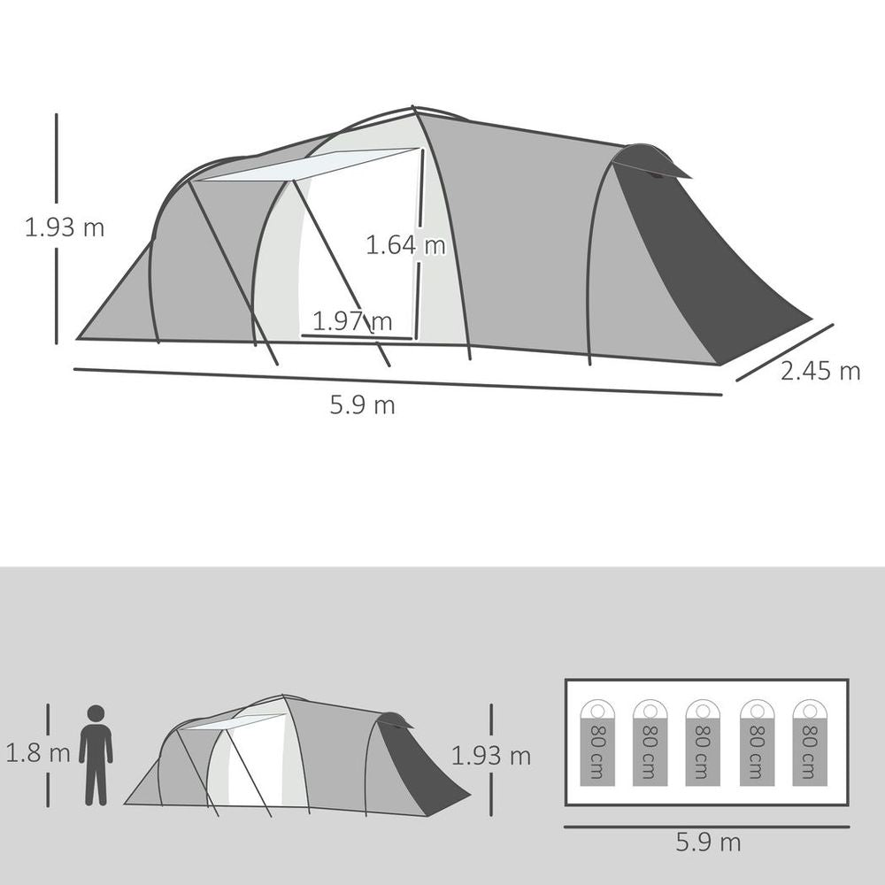 Outsunny 4-6 Person Camping Tent with 2 Bedroom, Living Area and Vestibule - anydaydirect