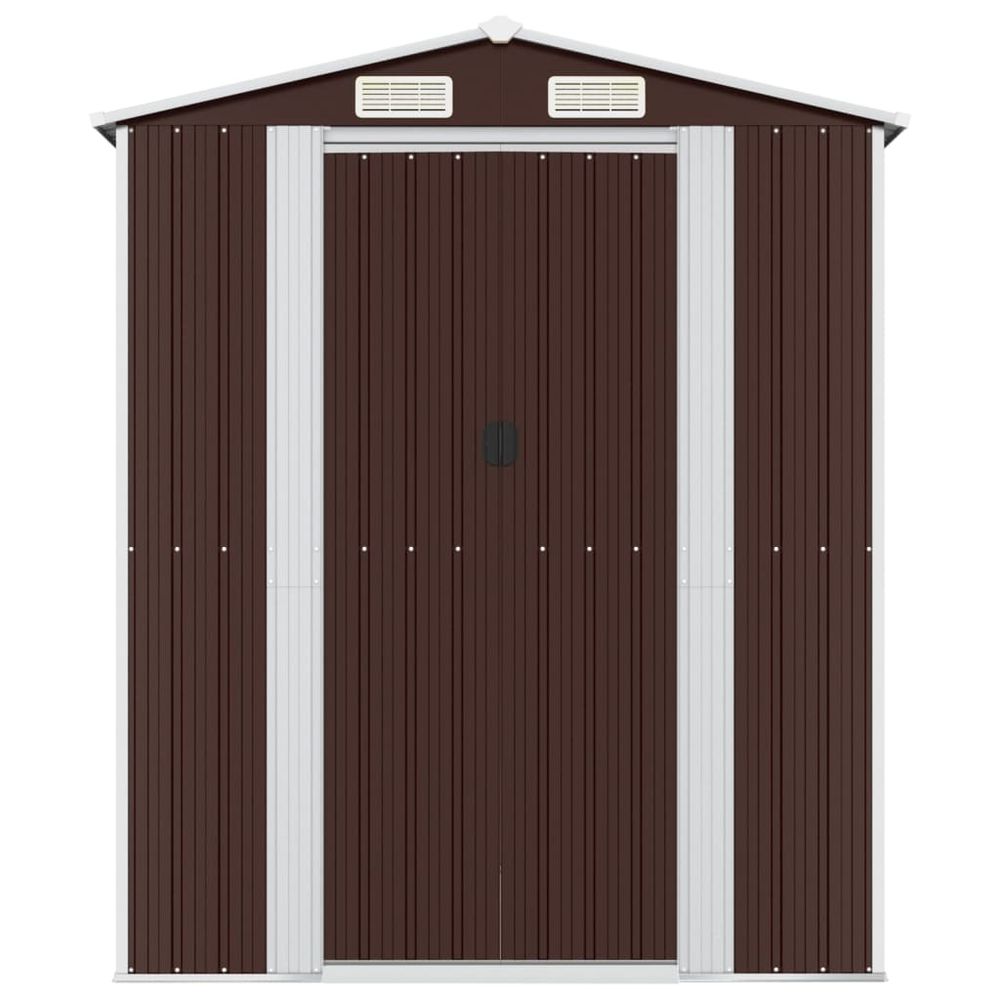 Durable Dark Brown Metal Garden Shed – 192x191x223 cm - anydaydirect