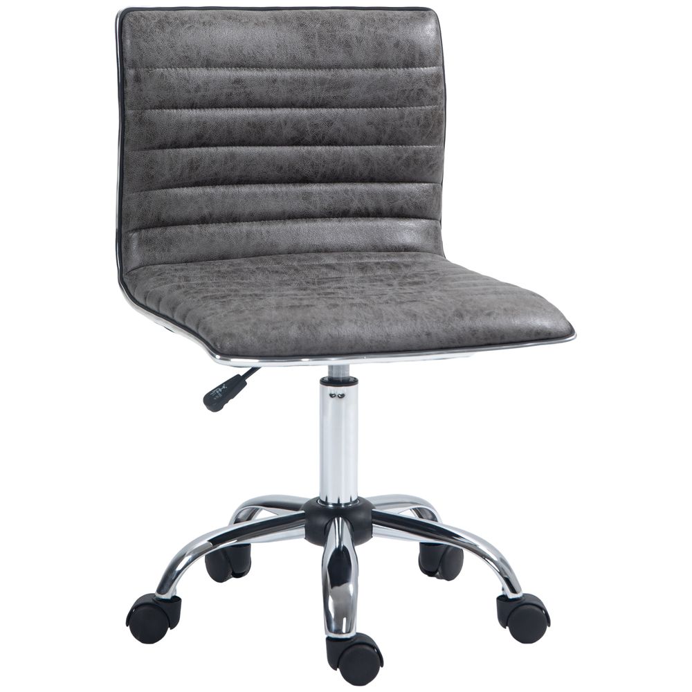 HOMCOM Armless Mid-Back Adjustable Office Chair with 360 Swivel Grey - anydaydirect