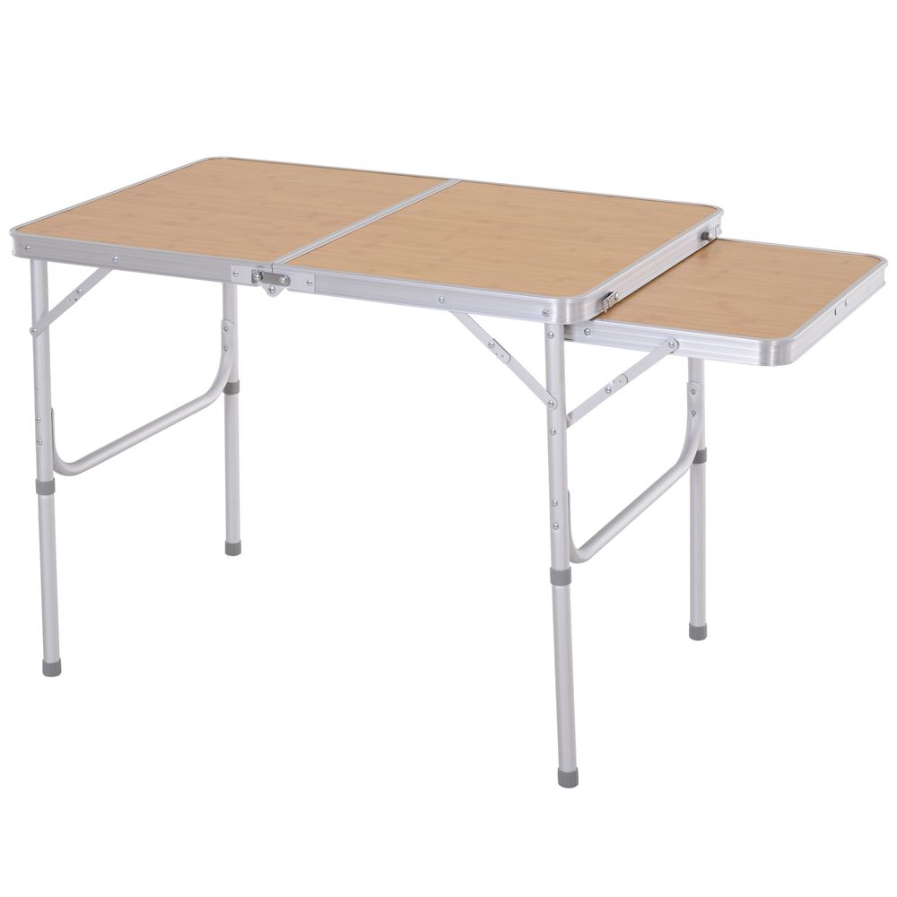 Outsunny 3ft Aluminium Picnic Table w/Side Desktop Outdoor BBQ Party Portable - anydaydirect