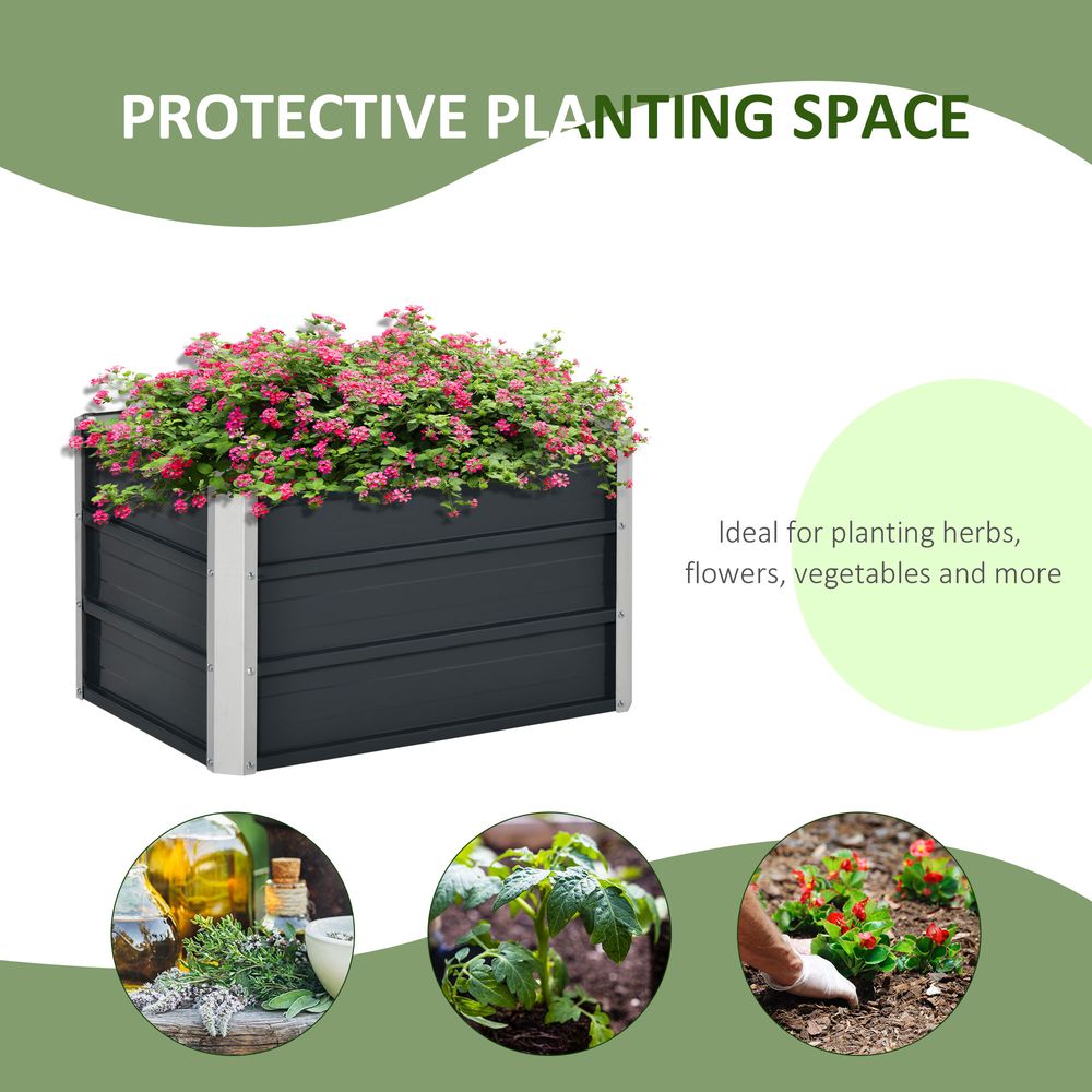 Raised Garden Bed, Elevated Planter Box & Gloves, Grey - anydaydirect