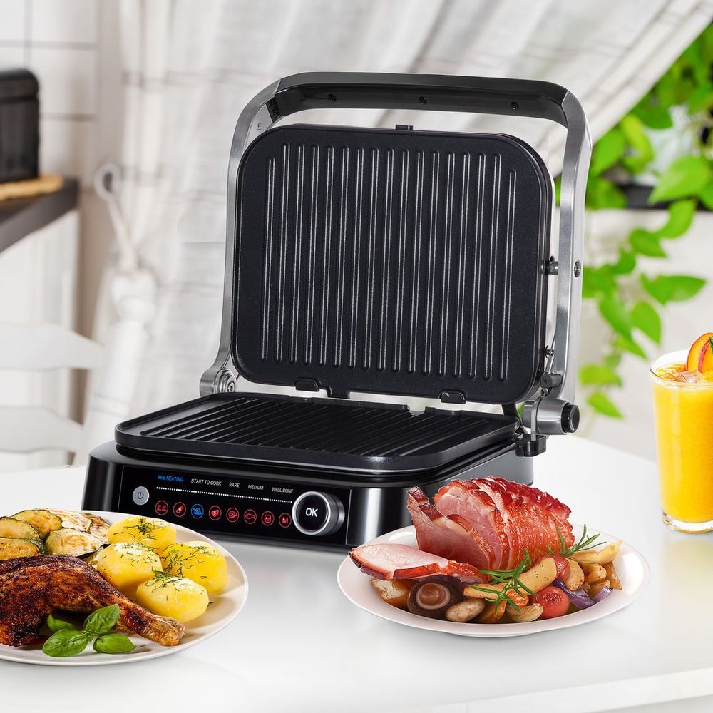 Health Grill & Panini Press, 2100W w/ 180�  Flat Open 8 Automatic Settings - anydaydirect