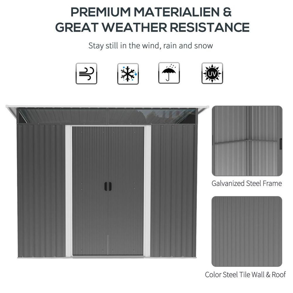 6.4 x 8.5ft Outsunny Garden Shed with Double Sliding Doors - anydaydirect