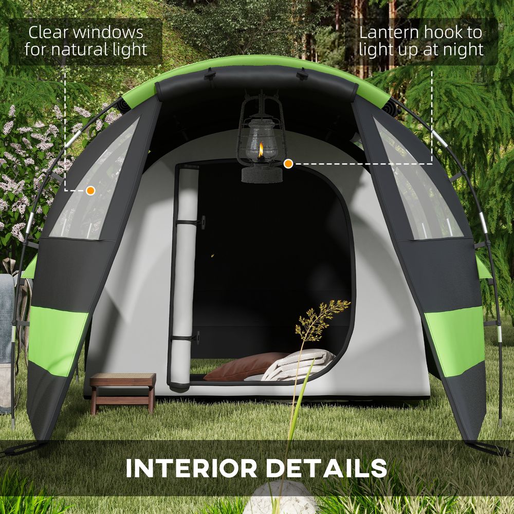 Outsunny Blackout Camping Tent with Bedroom & Living Room for 4-5 Person, Black - anydaydirect