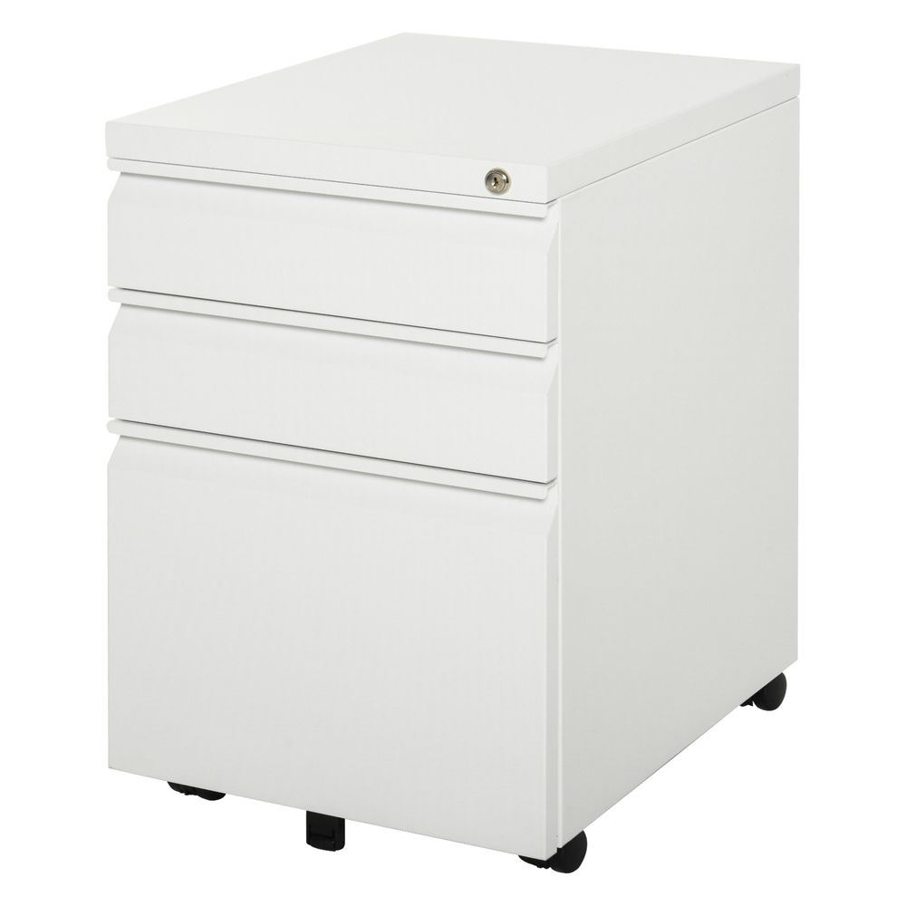 Mobile Vertical File Cabinet Lockable Metal Cabinet with 3 Drawers Vinsetto - anydaydirect