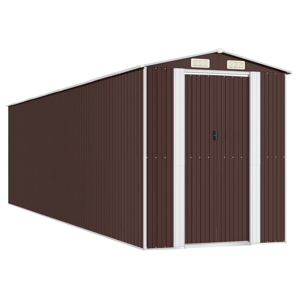 Durable Dark Brown Metal Garden Shed – 192x191x223 cm - anydaydirect