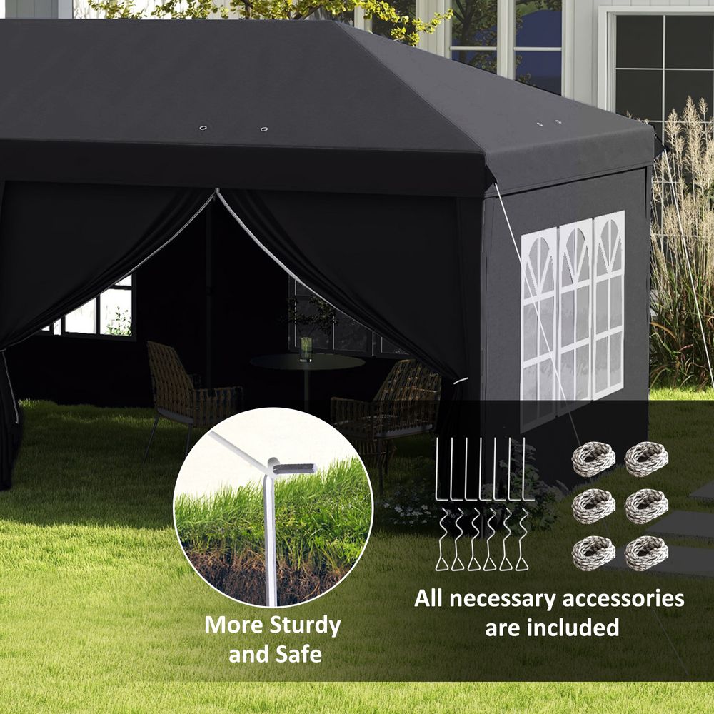 Outsunny 3 x 6m Pop Up Gazebo Height Adjustable Party Tent with Storage Bag - anydaydirect