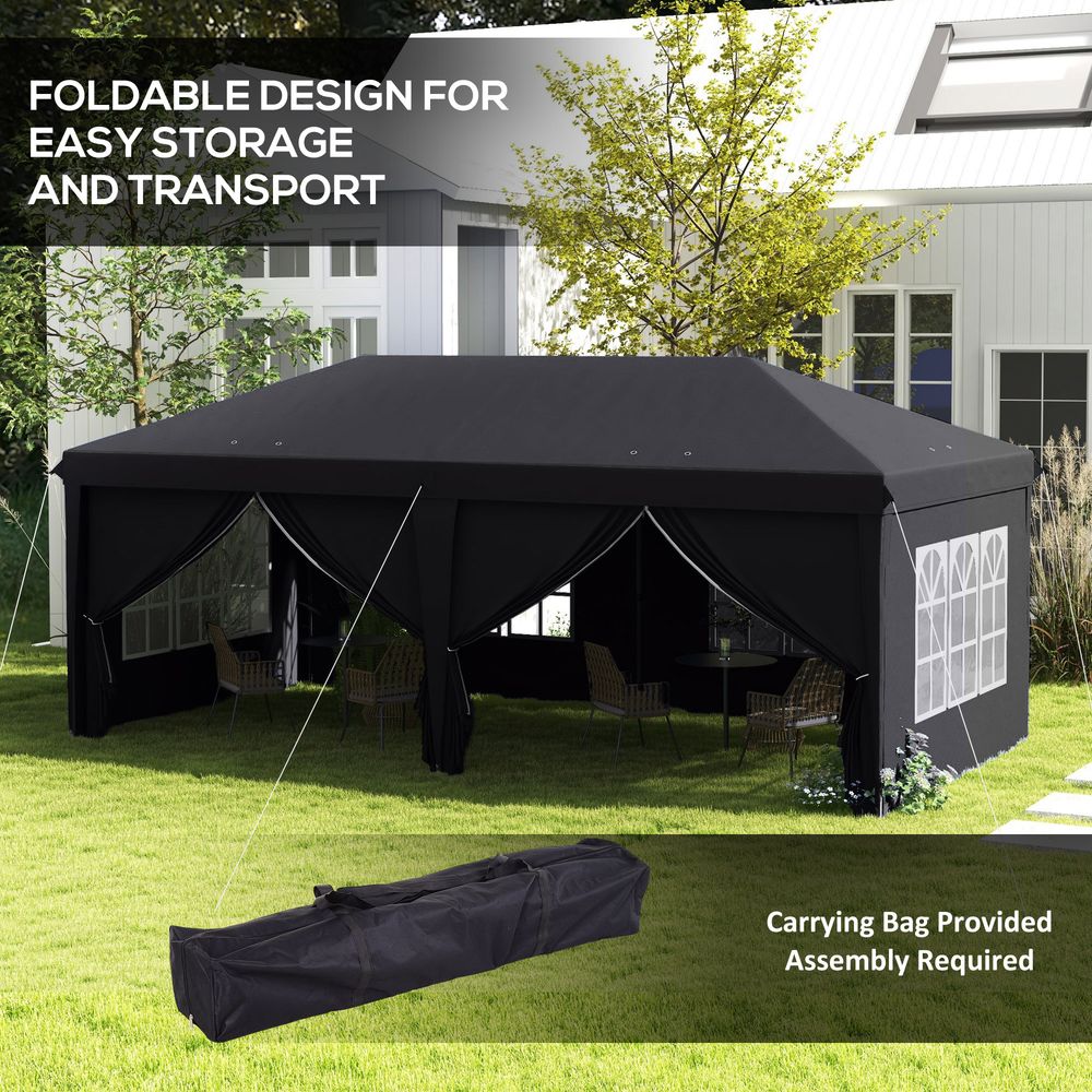 Outsunny 3 x 6m Pop Up Gazebo Height Adjustable Party Tent with Storage Bag - anydaydirect