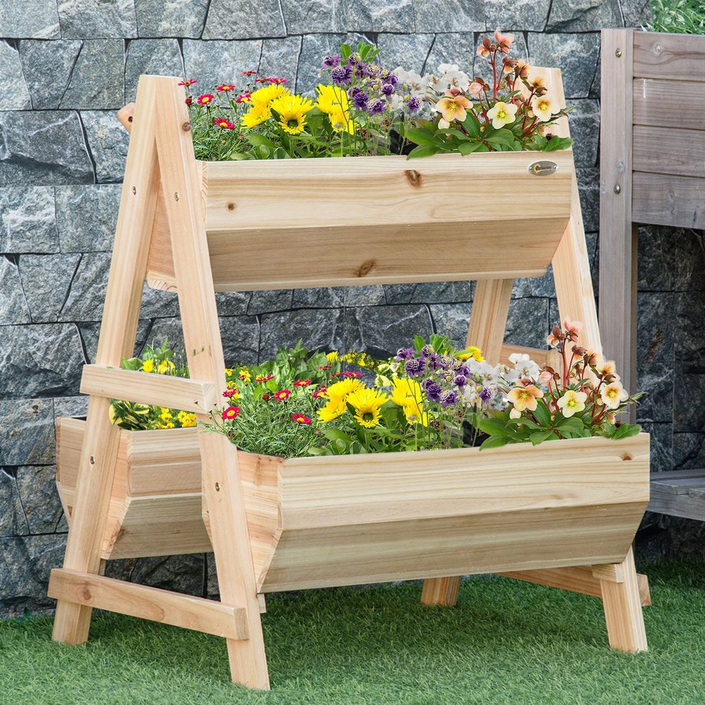 Wood Raised Garden Bed Planter Box with Stand - anydaydirect