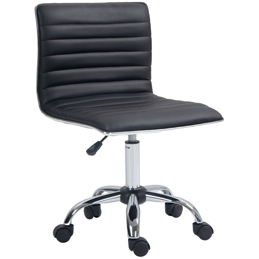 HOMCOM Armless Mid-Back Adjustable Office Chair with 360 Swivel Black - anydaydirect