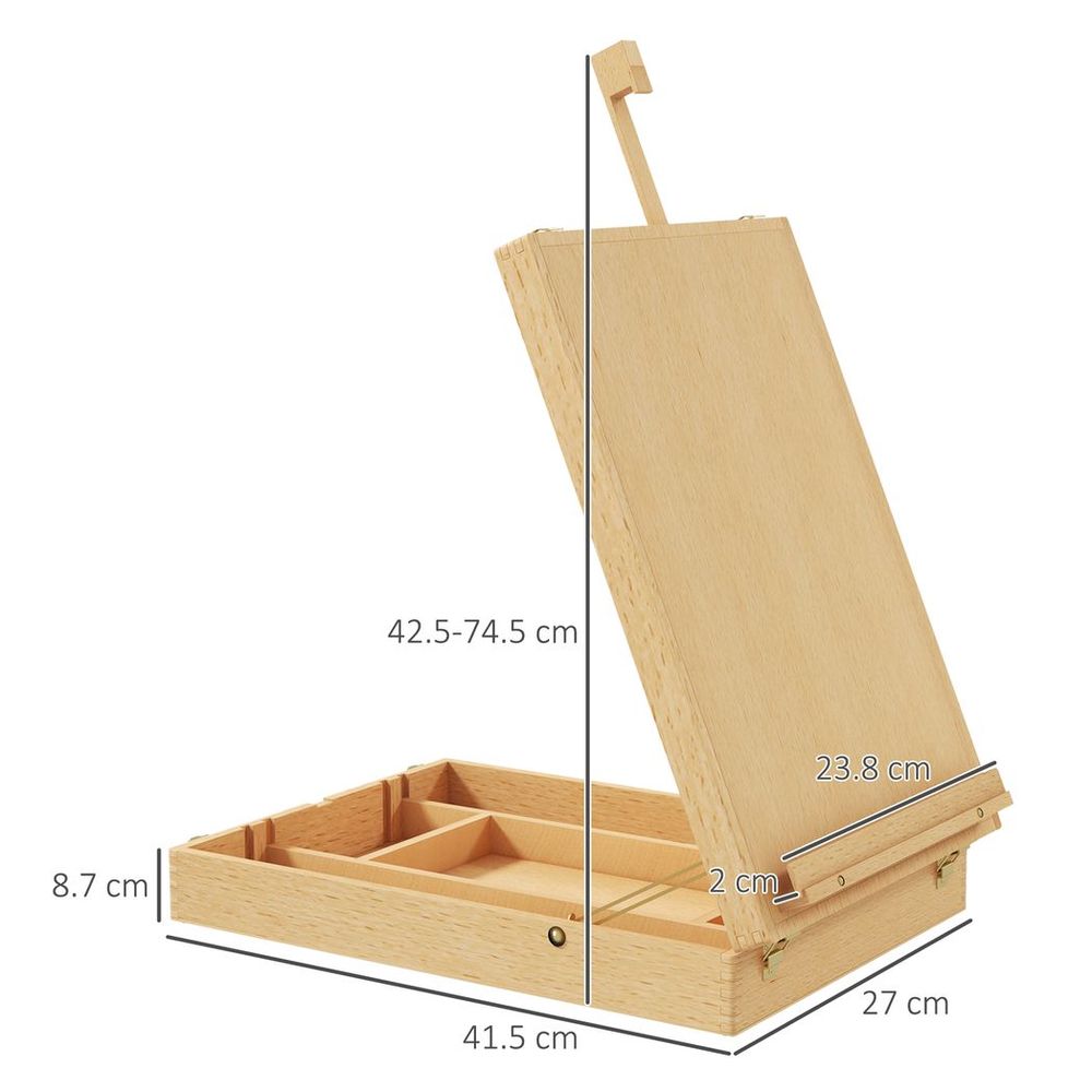 Vinsetto Wooden Table Easel Box Hold Canvas up to 61cm Adjustable Sketch Board - anydaydirect