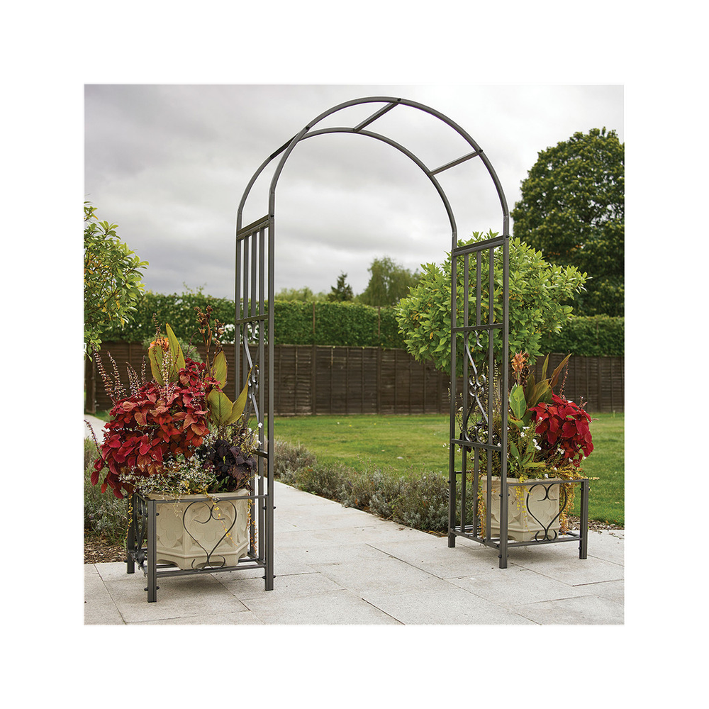 Huntingdon Ornamental Arch with Planters - anydaydirect