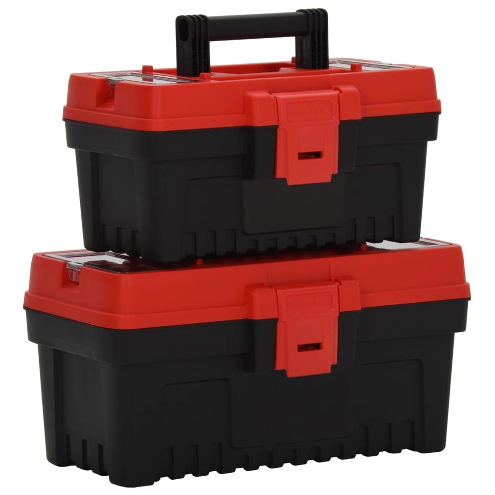 2 Piece Tool Box Set Black and Red Polypropylene - anydaydirect