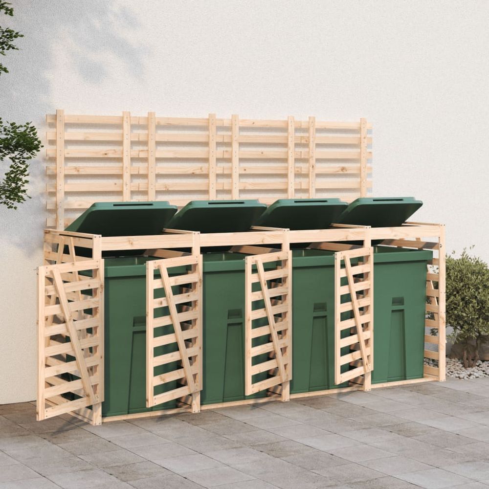 vidaXL Quadruple Wheelie Bin Storage White Solid Wood Pine - anydaydirect