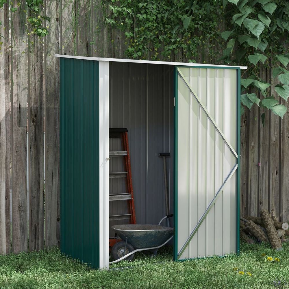 Outsunny Steel Garden Shed with Lockable Door - Green - anydaydirect