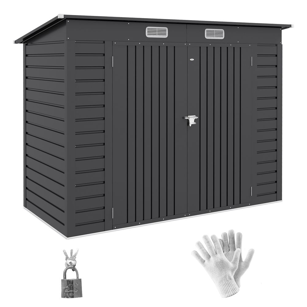 Outsunny 8x4ft Metal Garden Storage Shed with Double Doors - anydaydirect