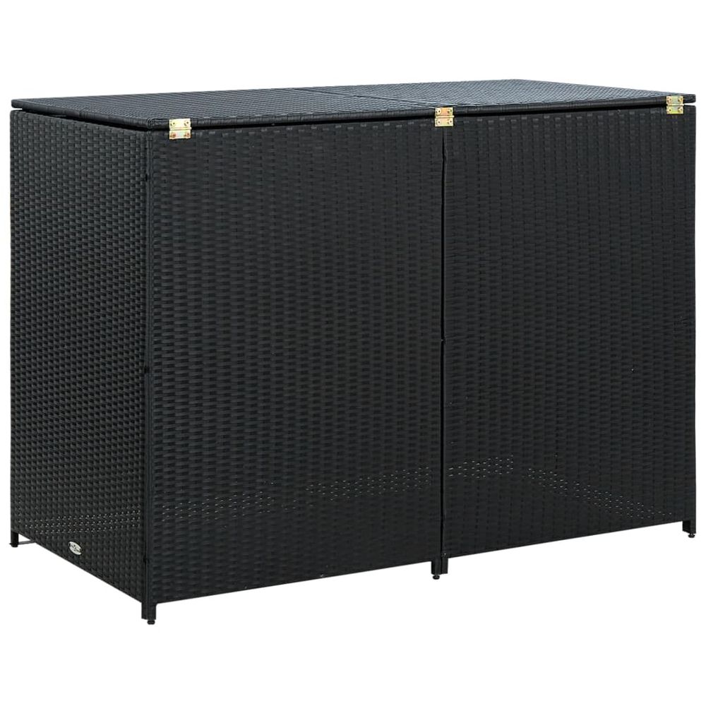 Double Wheelie Bin Shed Poly Rattan Anthracite 148x77x111 cm - anydaydirect