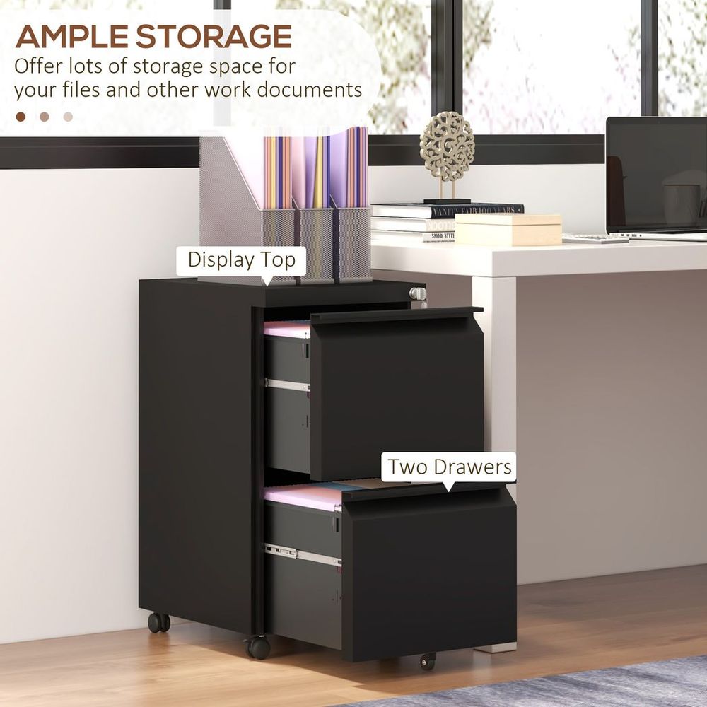 Vinsetto Steel File Cabinet with Lock Hanging Bar for Letter A4 Legal Size Black - anydaydirect