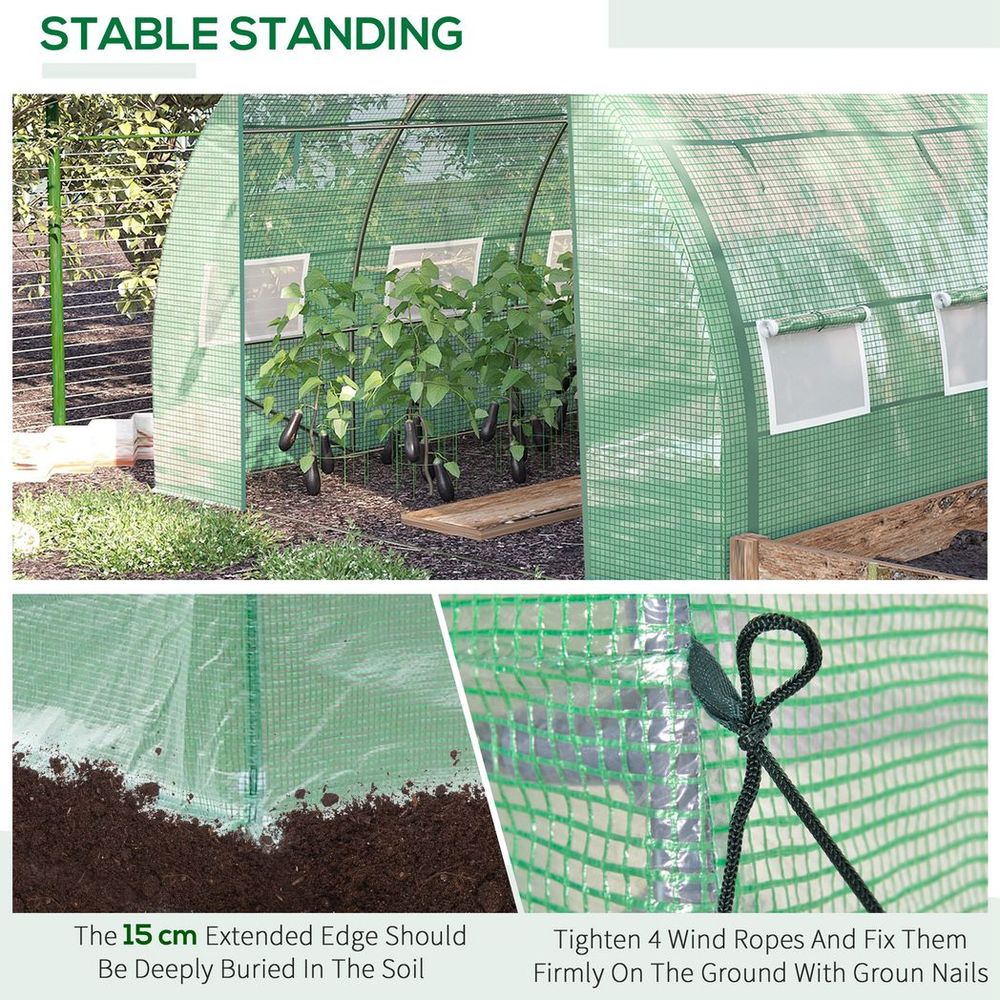 3 x 3 x 2 m Polytunnel Greenhouse Pollytunnel Tent w/ Steel Frame Green - anydaydirect