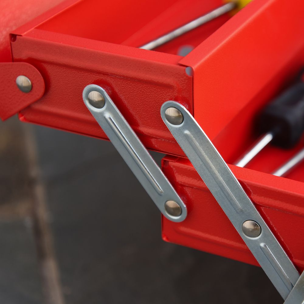 Metal Tool Box 3 Tier 5 Tray Professional Toolbox, 45x22.5x34.5cm, Red - anydaydirect