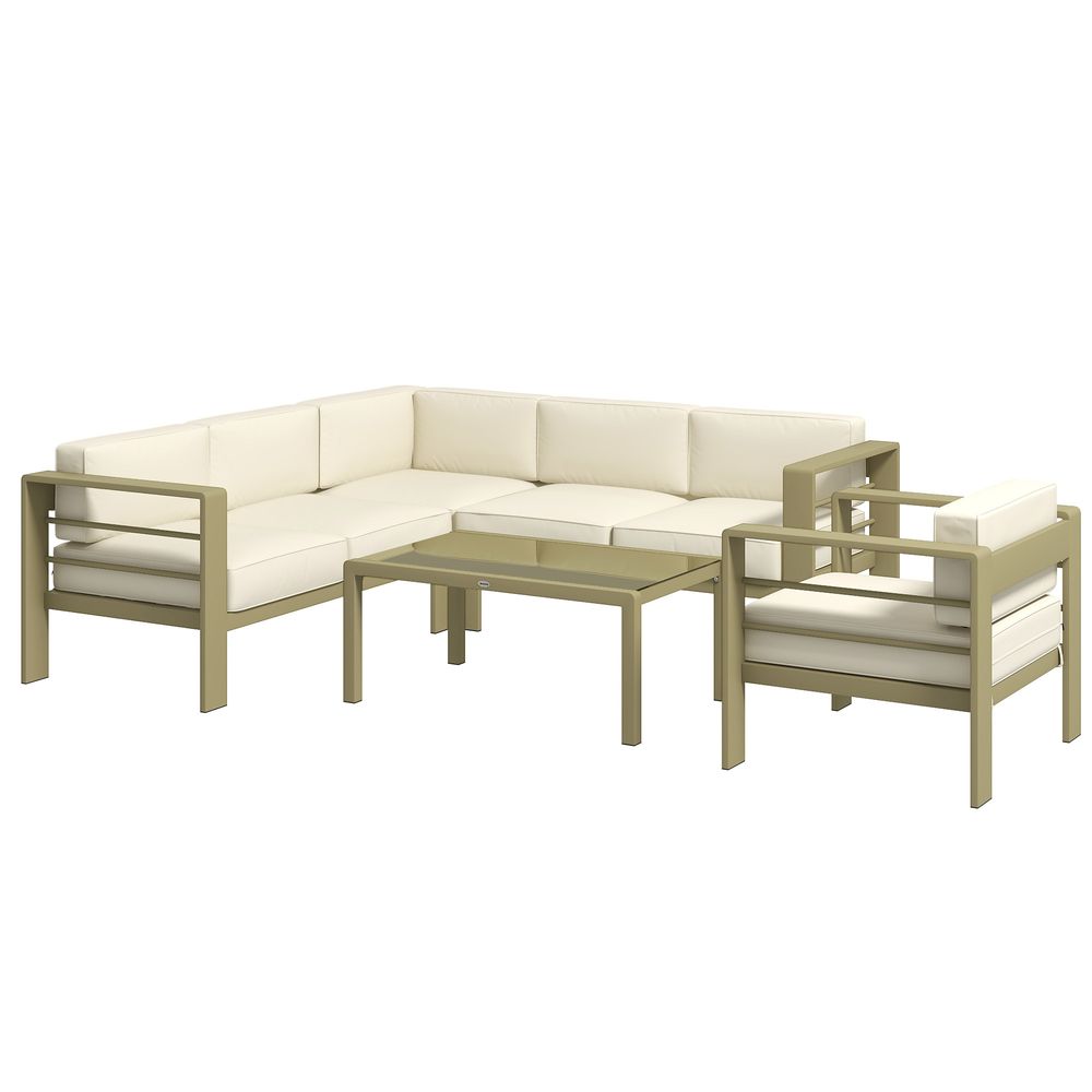 Outsunny 5 PCs Garden Sofa Set w/ Cushions, Aluminium Furniture Sets - anydaydirect