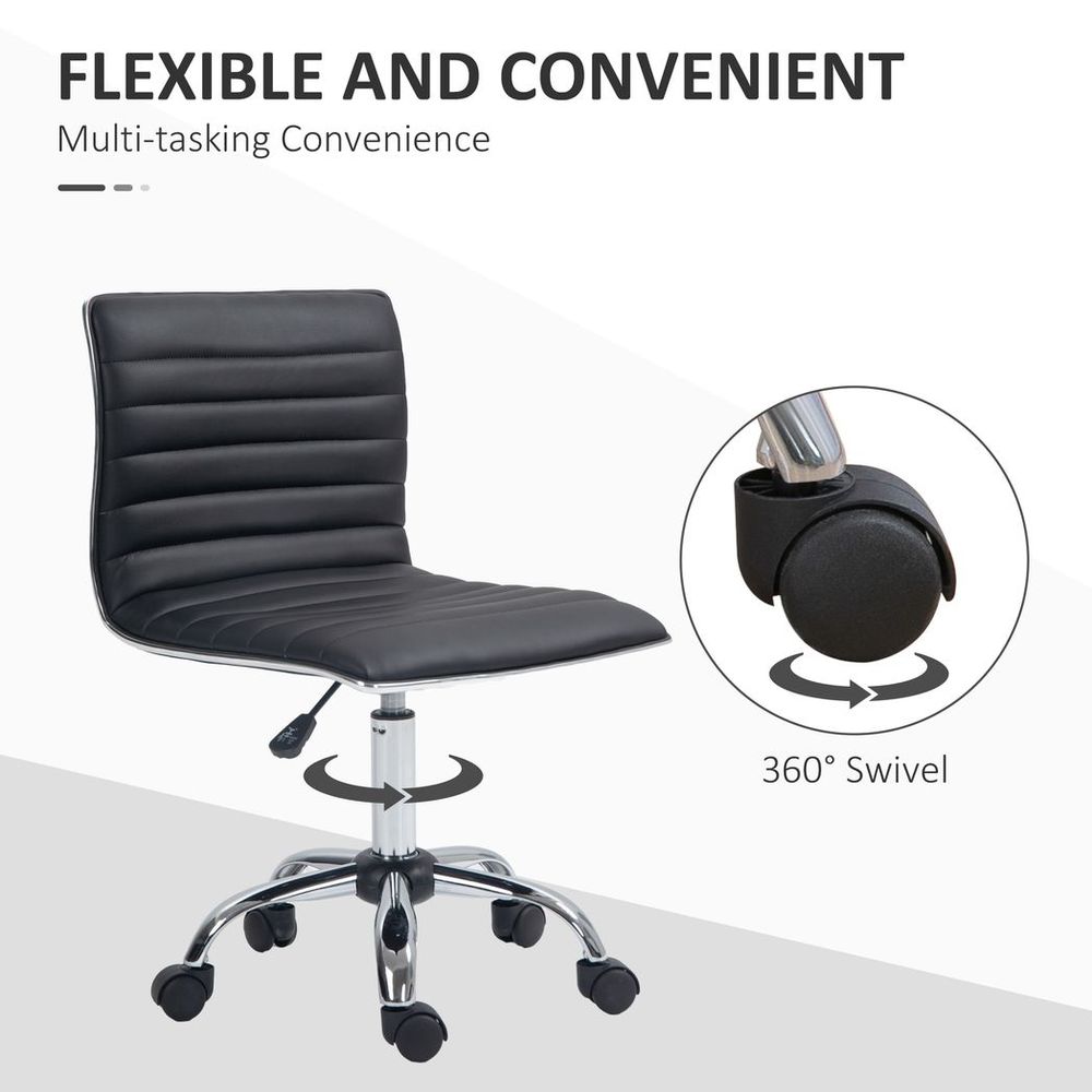 HOMCOM Armless Mid-Back Adjustable Office Chair with 360 Swivel Black - anydaydirect