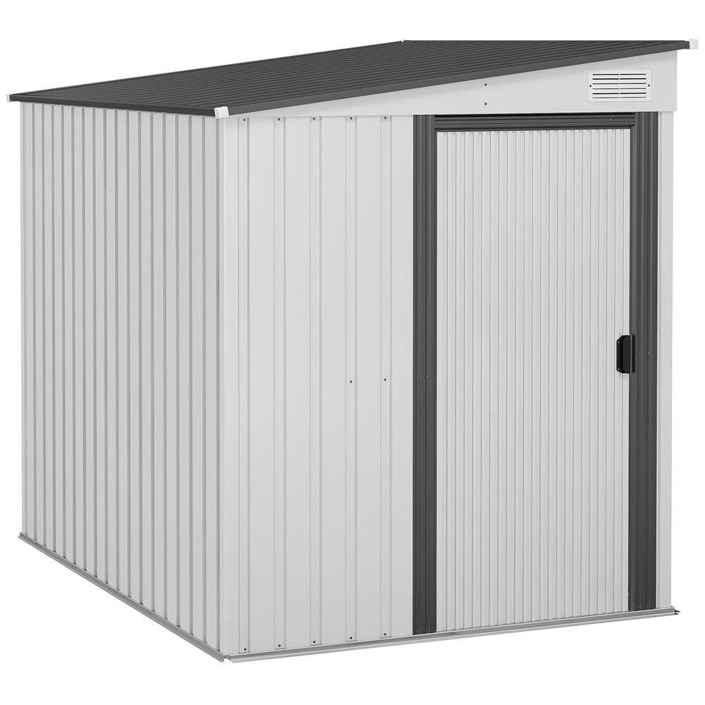 Outsunny 5x7FT Lean-to Metal Garden Shed with Foundation - anydaydirect