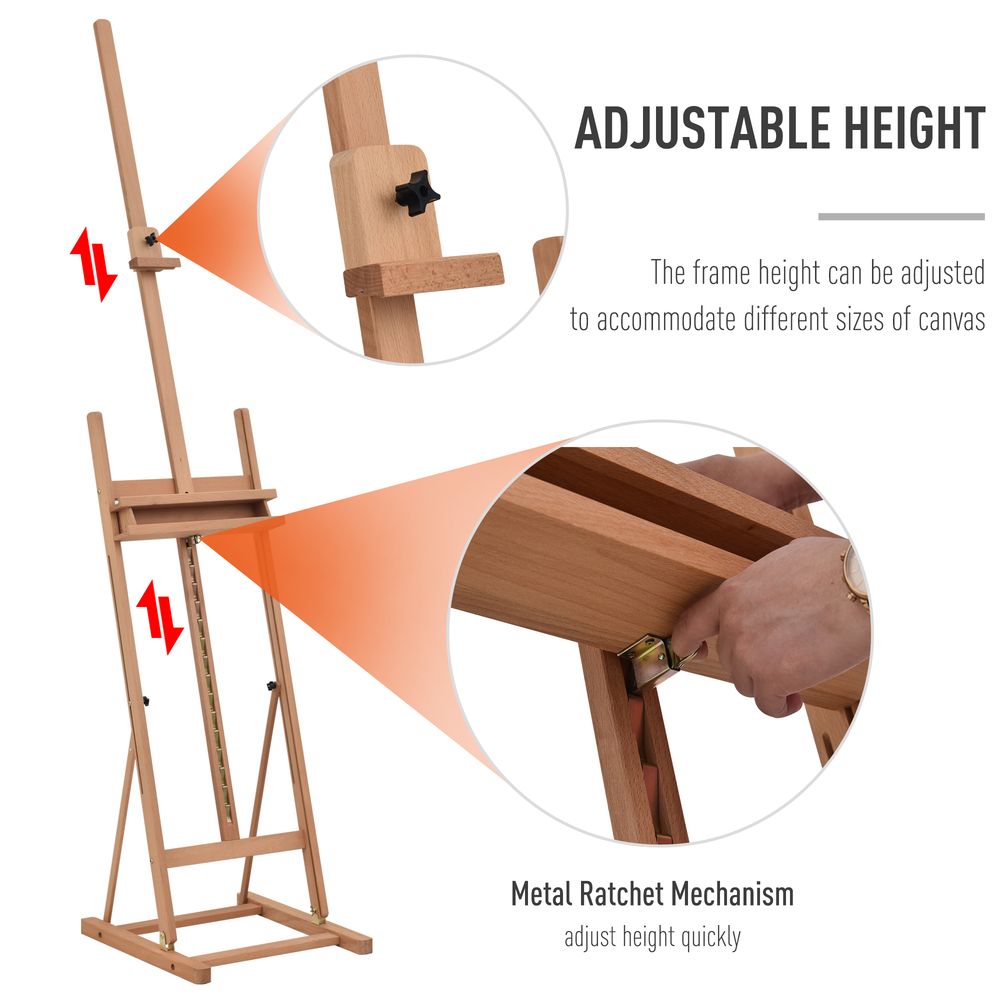 H-Frame Studio Easel Height Adjustable with Canvas Holder Pencil Case Vinsetto - anydaydirect