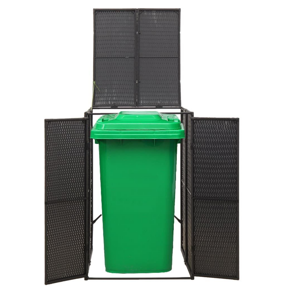 Single Wheelie Bin Shed Black 70x80x117 cm Poly Rattan - anydaydirect